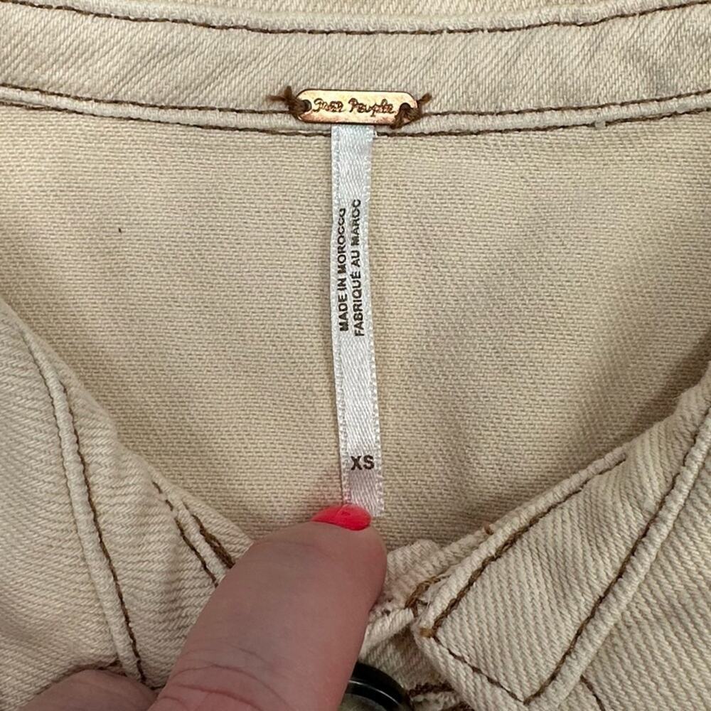EUC | Free People | Button Denim Jacket | Cream | Size XS - Picture 6 of 14